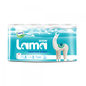 Туалетная бумага Snow Lama 2-сл (8 рул) белая, 18м