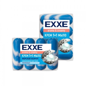 EXXE 1+1 Крем-мыло туал. "Морской жемчуг" 90г (синее) полосатое (экопак 4шт)