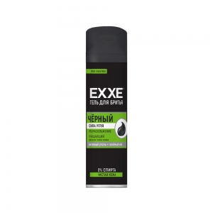 EXXE Гель д/бритья Черный д/всех типов кожи с активным углем, 200мл 