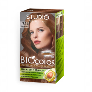 Стойкая крем-краска для волос на основе биомасел Biocolor Лесной орех 7.34