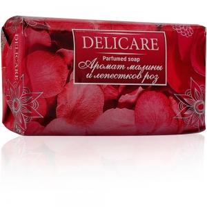 Мыло туалетное Delicare Parfumed soap "Малина и лепестки розы", 90г 