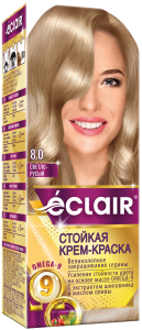 Краска для волос ECLAIR OMEGA-9 8.0 Светло-русый (краска 50, окислитель 50,маска 30, перчатки)