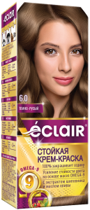 Краска для волос ECLAIR OMEGA-9 6.0 Темно-русый (краска 50, окислитель 50,маска 30, перчатки)