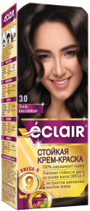 Краска для волос ECLAIR OMEGA-9 3.0 Темно-каштановый (краска 50, окислитель 50,маска 30, перчатки)