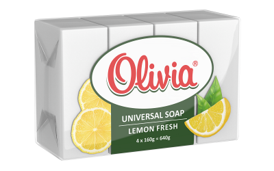 Мыло универсальное твердое упаковка по 4 штуки ''OLIVIA'' Лимон фреш, 640 гр